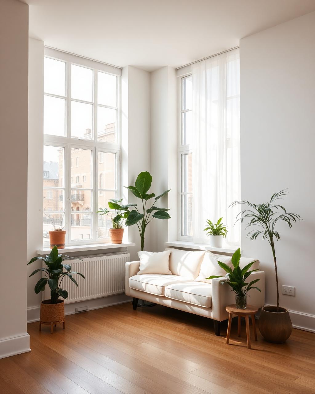 Bright, calm London apartment interior used as supported accommodation
